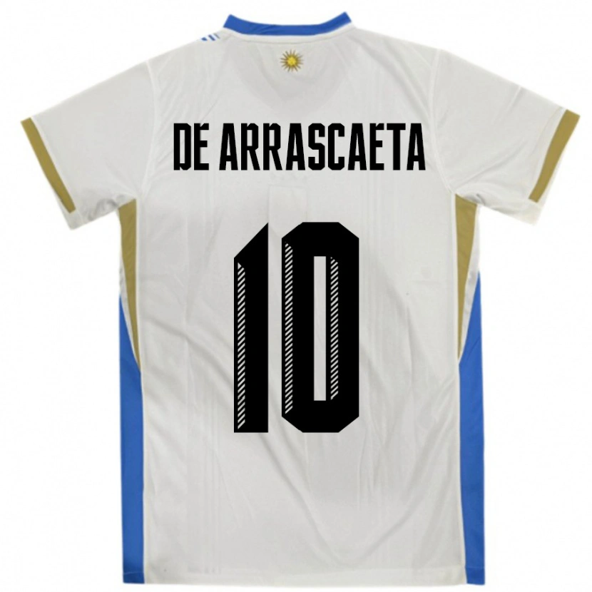 Danxen Kid Uruguay Giorgian De Arrascaeta #10 White Blue Away Jersey 24-26 T-Shirt