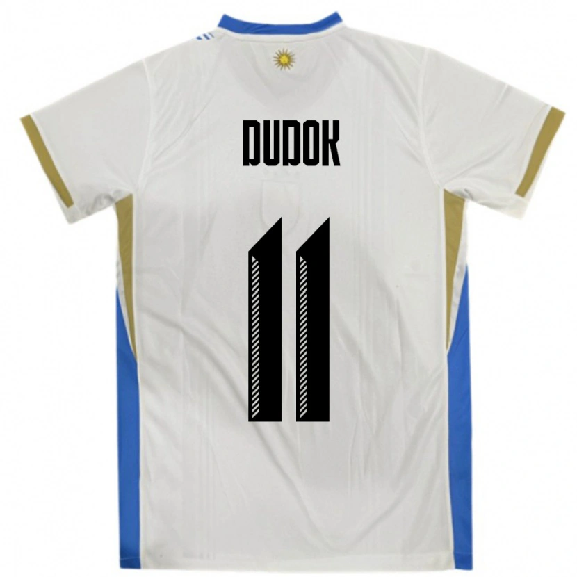 Danxen Kid Uruguay Rodrigo Dudok #11 White Blue Away Jersey 24-26 T-Shirt