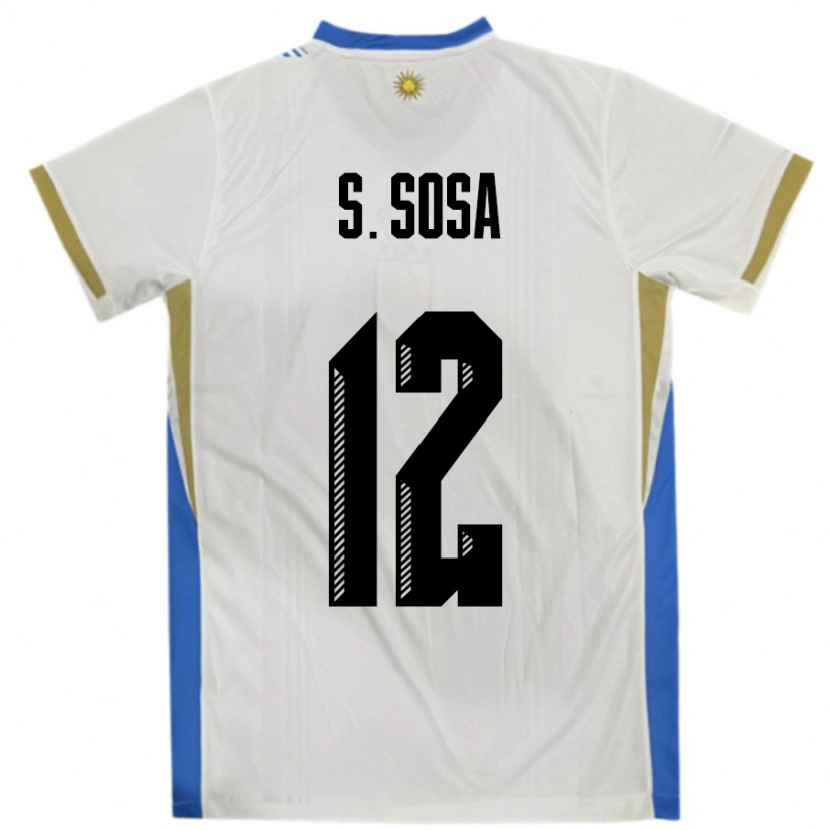 Danxen Kid Uruguay Sebastian Sosa #12 White Blue Away Jersey 24-26 T-Shirt