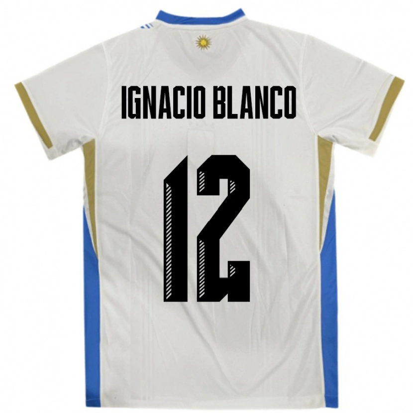 Danxen Kid Uruguay Juan Ignacio Blanco #12 White Blue Away Jersey 24-26 T-Shirt