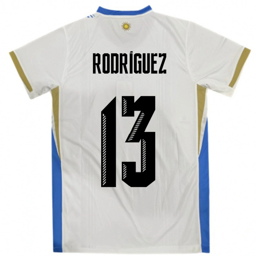 Danxen Kid Uruguay Agustin Rodriguez #13 White Blue Away Jersey 24-26 T-Shirt