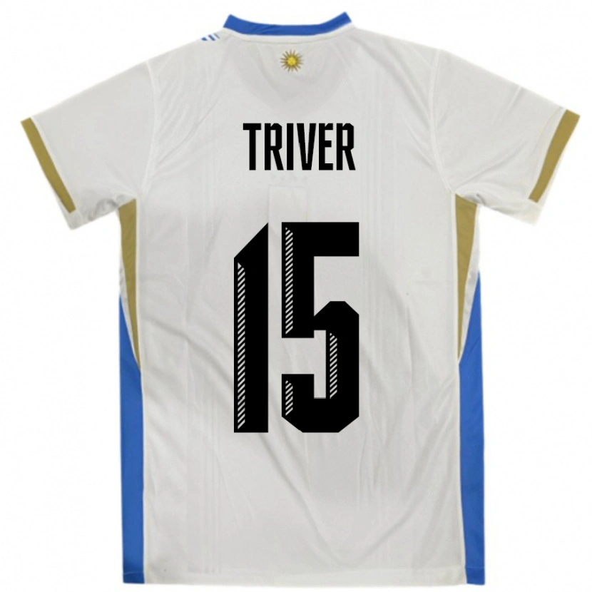 Danxen Kid Uruguay Francisco Triver #15 White Blue Away Jersey 24-26 T-Shirt