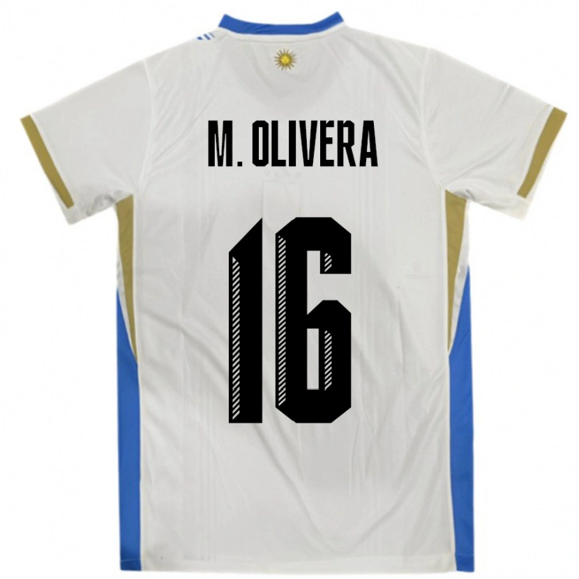 Danxen Kid Uruguay Mathias Olivera #16 White Blue Away Jersey 24-26 T-Shirt