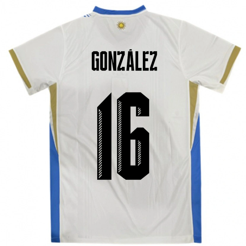 Danxen Kid Uruguay Lorena Gonzalez #16 White Blue Away Jersey 24-26 T-Shirt