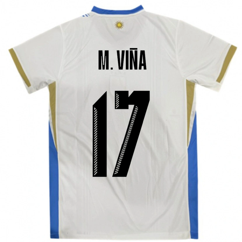 Danxen Kid Uruguay Matias Vina #17 White Blue Away Jersey 24-26 T-Shirt