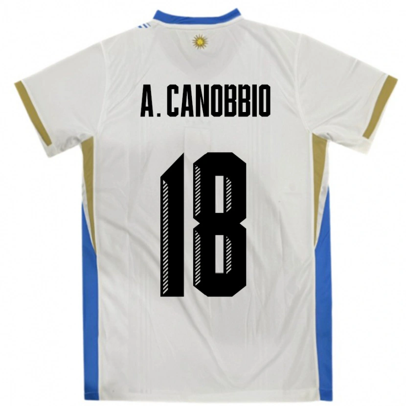 Danxen Kid Uruguay Agustin Canobbio #18 White Blue Away Jersey 24-26 T-Shirt