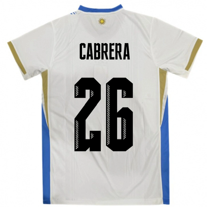 Danxen Kid Uruguay Leandro Cabrera #26 White Blue Away Jersey 24-26 T-Shirt