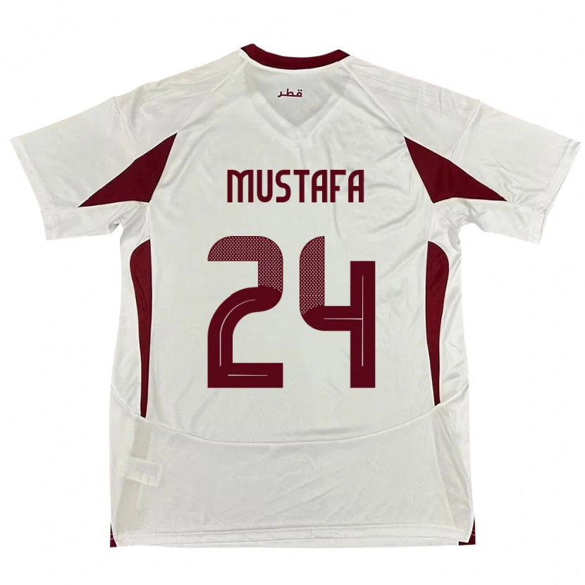 Danxen Kid Qatar Mustafa Mashaal #24 White Away Jersey 24-26 T-Shirt