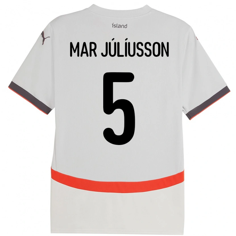 Danxen Kid Iceland Júlíus Mar Júlíusson #5 White Away Jersey 24-26 T-Shirt