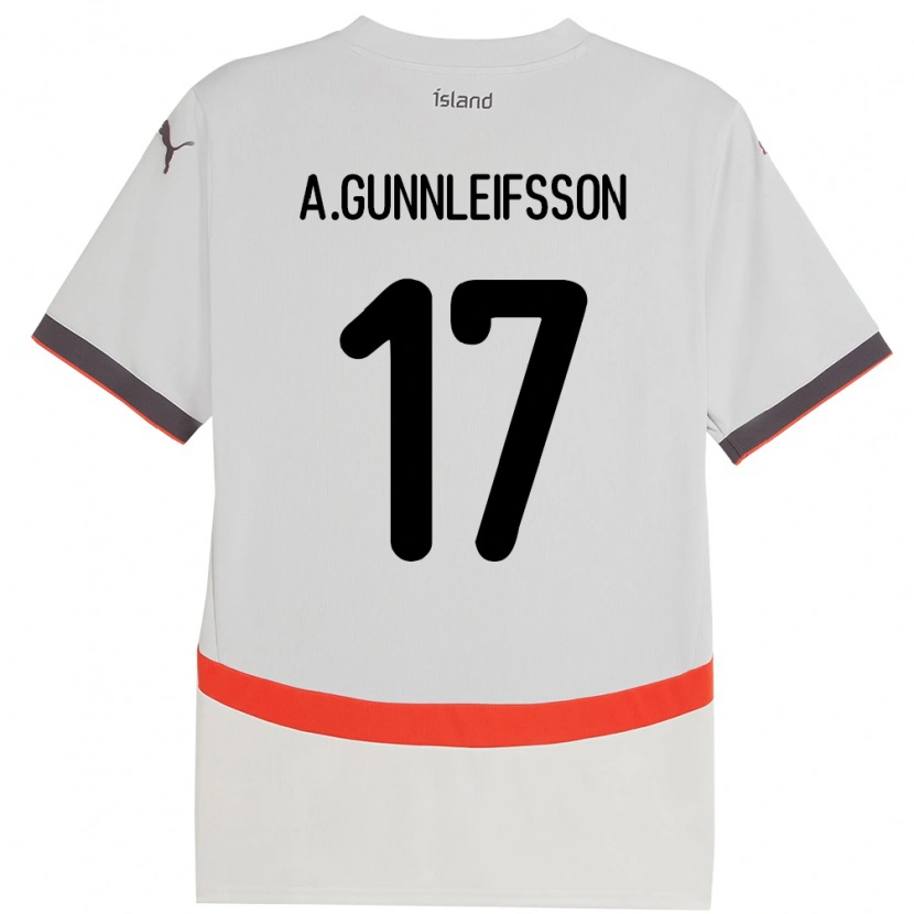 Danxen Kid Iceland Arnar Bjarki Gunnleifsson #17 White Away Jersey 24-26 T-Shirt