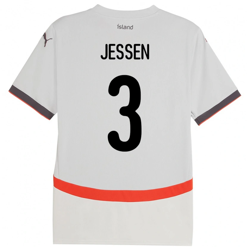 Danxen Kid Iceland Sandra Jessen #3 White Away Jersey 24-26 T-Shirt