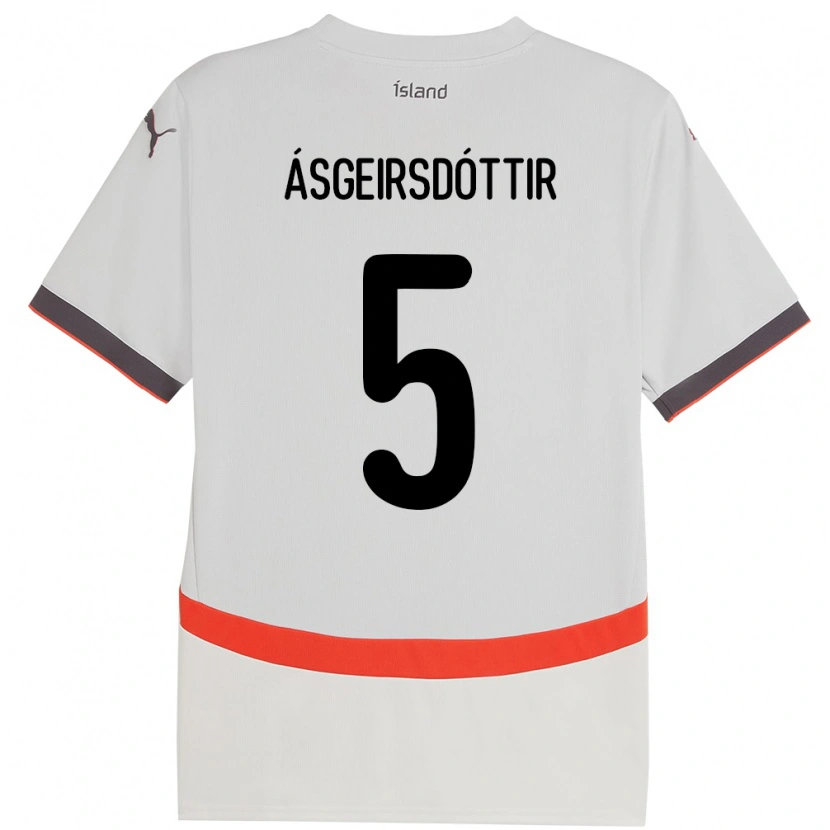 Danxen Kid Iceland Emilía Kiær Ásgeirsdóttir #5 White Away Jersey 24-26 T-Shirt