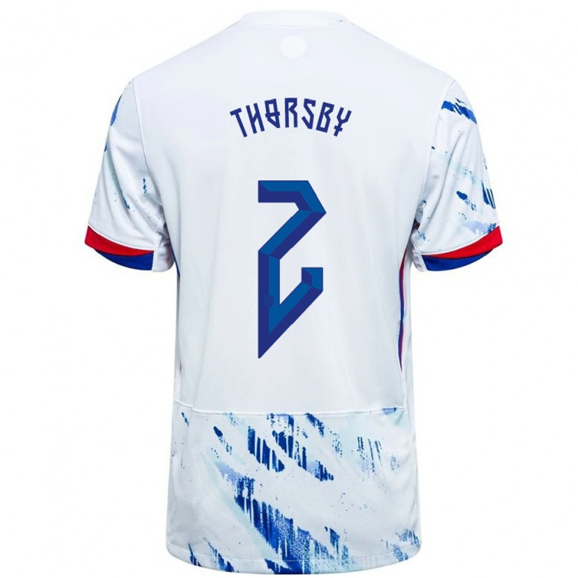 Danxen Kid Norway Morten Thorsby #2 White Blue Away Jersey 24-26 T-Shirt