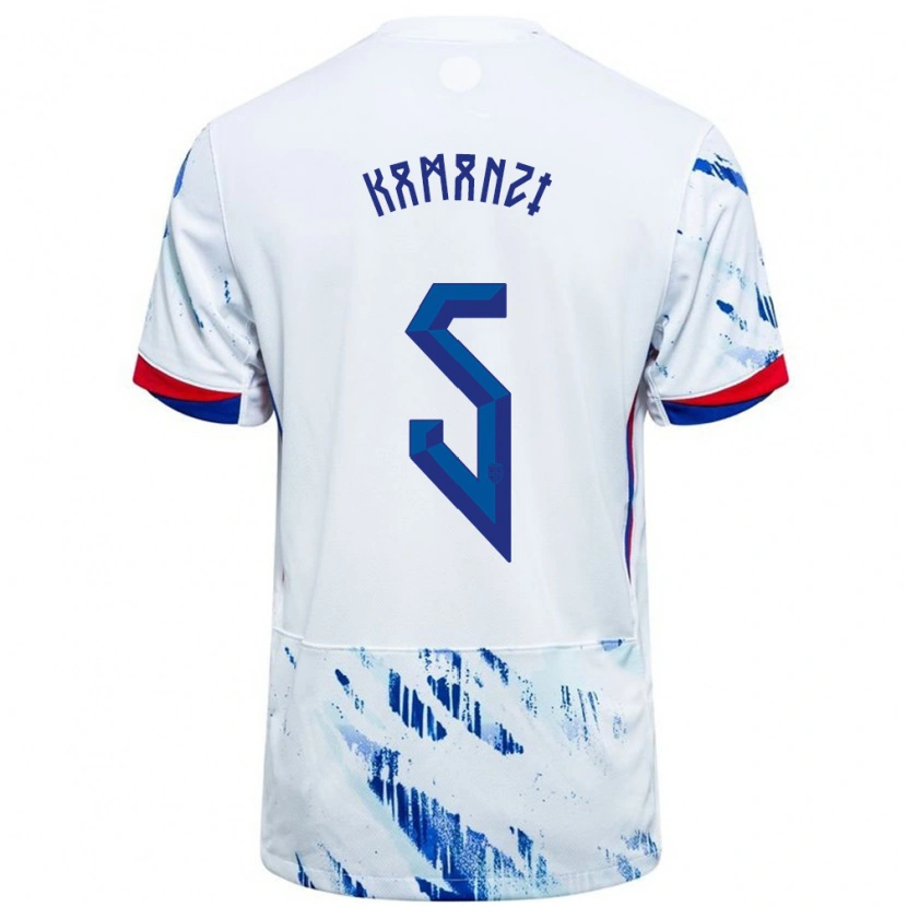 Danxen Kid Norway Warren Kamanzi #5 White Blue Away Jersey 24-26 T-Shirt