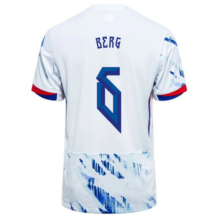 Danxen Kid Norway Patrick Berg #6 White Blue Away Jersey 24-26 T-Shirt