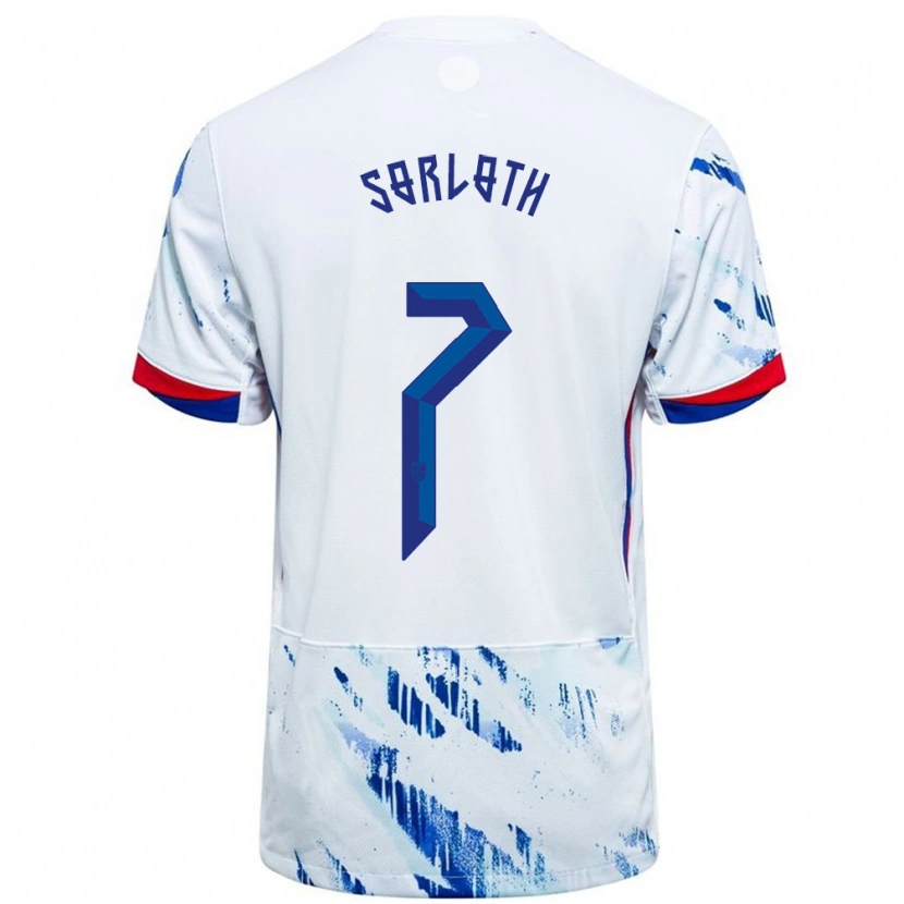 Danxen Kid Norway Alexander Sørloth #7 White Blue Away Jersey 24-26 T-Shirt