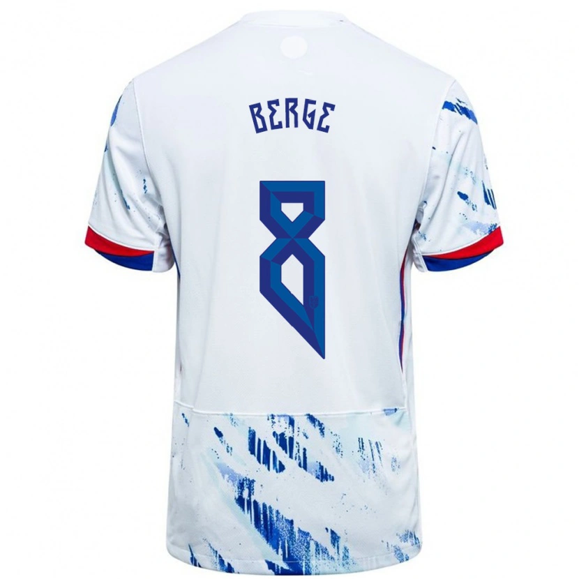 Danxen Kid Norway Sander Berge #8 White Blue Away Jersey 24-26 T-Shirt