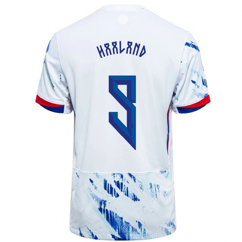 Danxen Kid Norway Erling Haaland #9 White Blue Away Jersey 24-26 T-Shirt