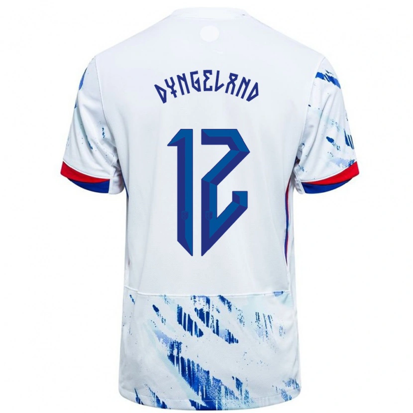 Danxen Kid Norway Mathias Dyngeland #12 White Blue Away Jersey 24-26 T-Shirt