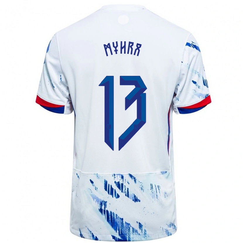 Danxen Kid Norway Viljar Myhra #13 White Blue Away Jersey 24-26 T-Shirt