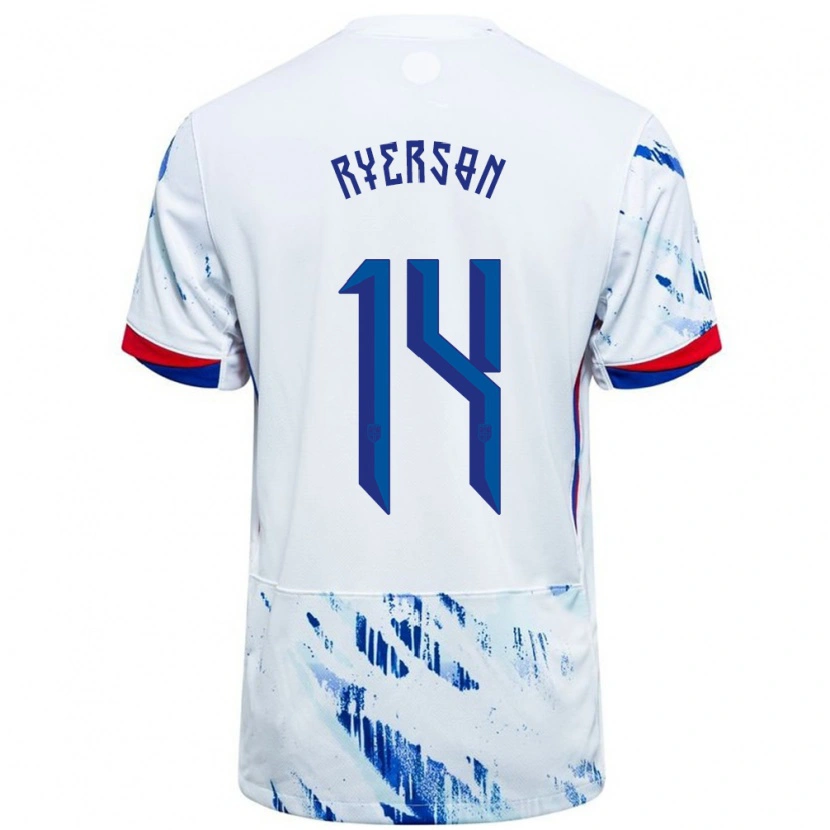 Danxen Kid Norway Julian Ryerson #14 White Blue Away Jersey 24-26 T-Shirt