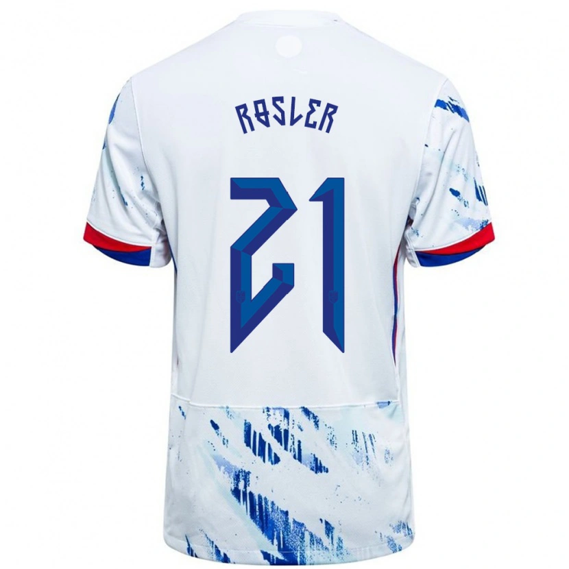 Danxen Kid Norway Colin Rösler #21 White Blue Away Jersey 24-26 T-Shirt