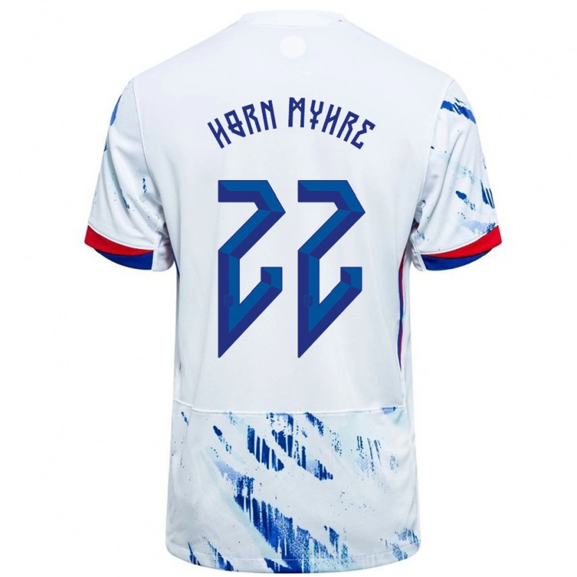 Danxen Kid Norway Felix Horn Myhre #22 White Blue Away Jersey 24-26 T-Shirt