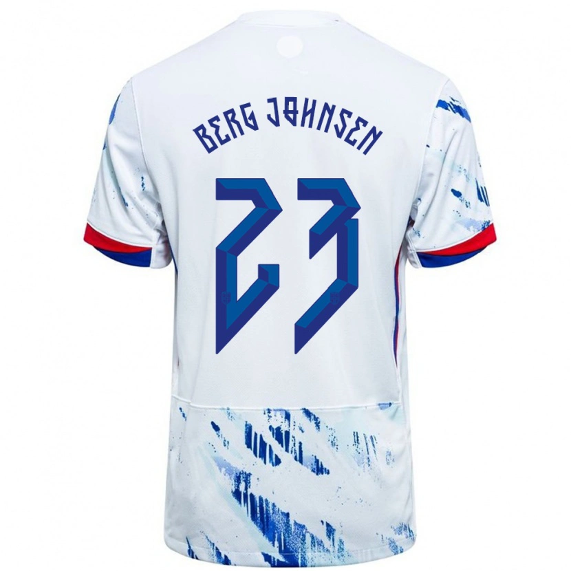 Danxen Kid Norway Lasse Berg Johnsen #23 White Blue Away Jersey 24-26 T-Shirt