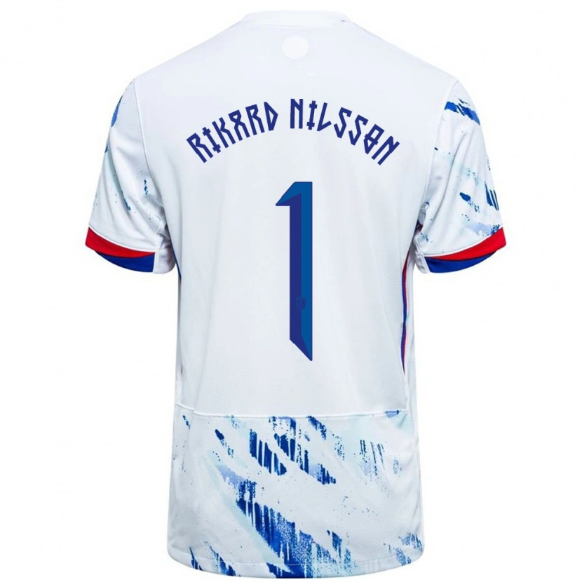 Danxen Kid Norway Oskar Rikard Nilsson #1 White Blue Away Jersey 24-26 T-Shirt