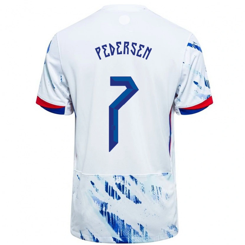 Danxen Kid Norway Mats Pedersen #7 White Blue Away Jersey 24-26 T-Shirt