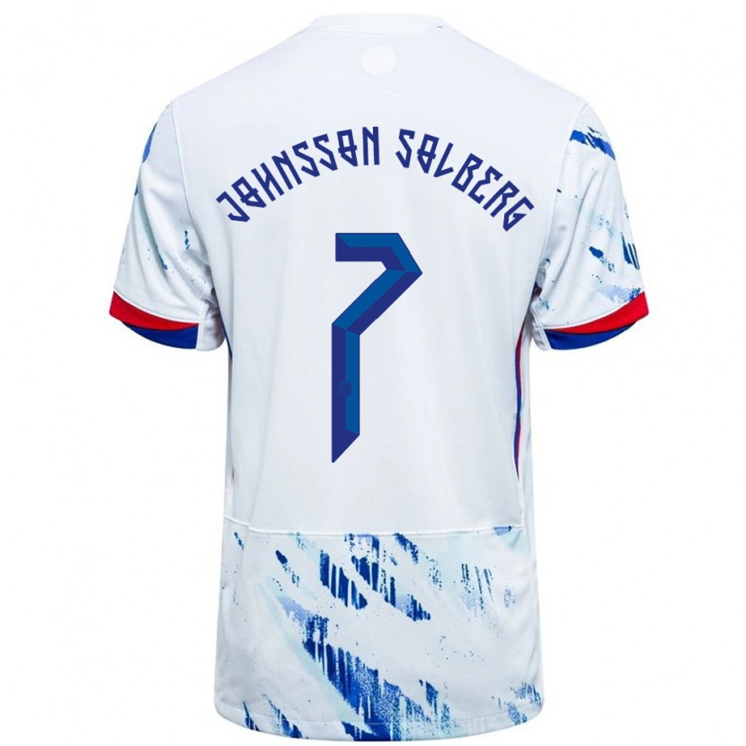 Danxen Kid Norway Elias Johnsson Solberg #7 White Blue Away Jersey 24-26 T-Shirt