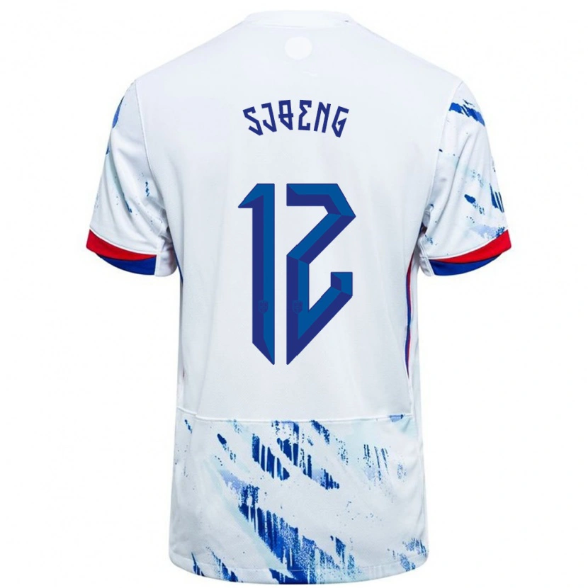 Danxen Kid Norway Magnus Sjøeng #12 White Blue Away Jersey 24-26 T-Shirt