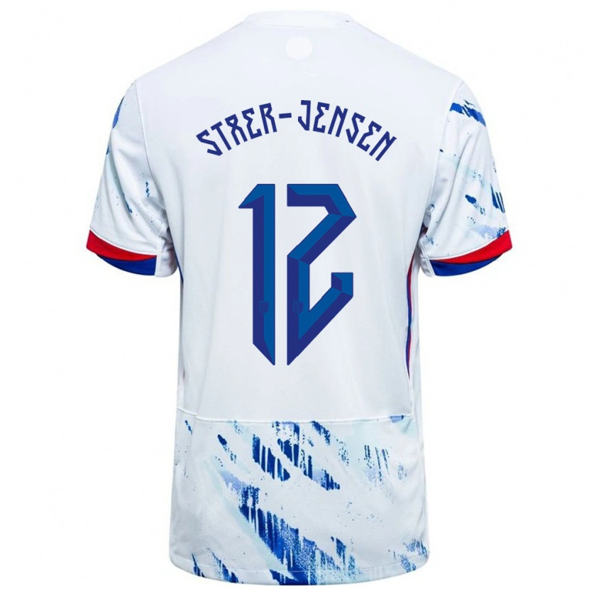 Danxen Kid Norway Magnus Stær-Jensen #12 White Blue Away Jersey 24-26 T-Shirt