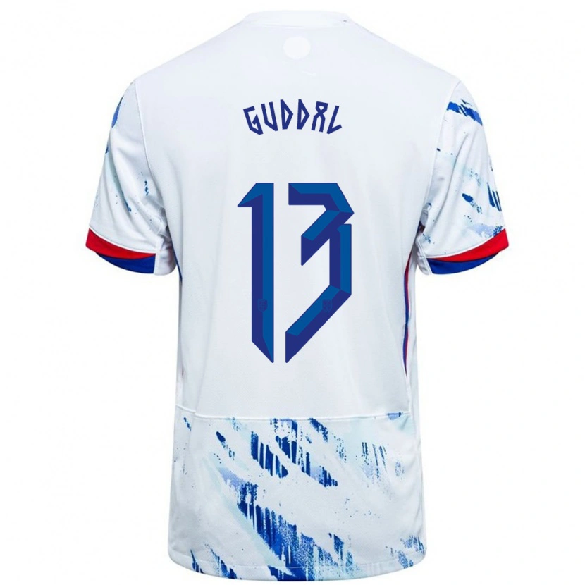 Danxen Kid Norway Tobias Guddal #13 White Blue Away Jersey 24-26 T-Shirt