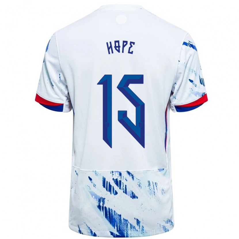 Danxen Kid Norway Mikkel Hope #15 White Blue Away Jersey 24-26 T-Shirt