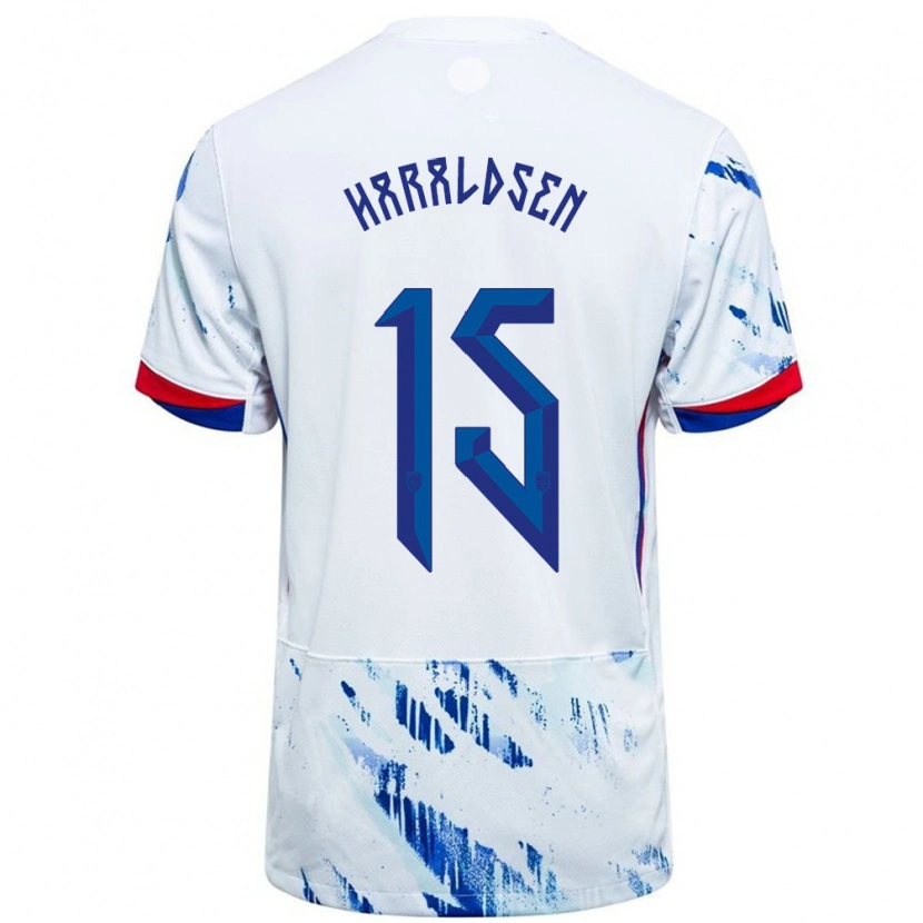 Danxen Kid Norway Henrik Haraldsen #15 White Blue Away Jersey 24-26 T-Shirt