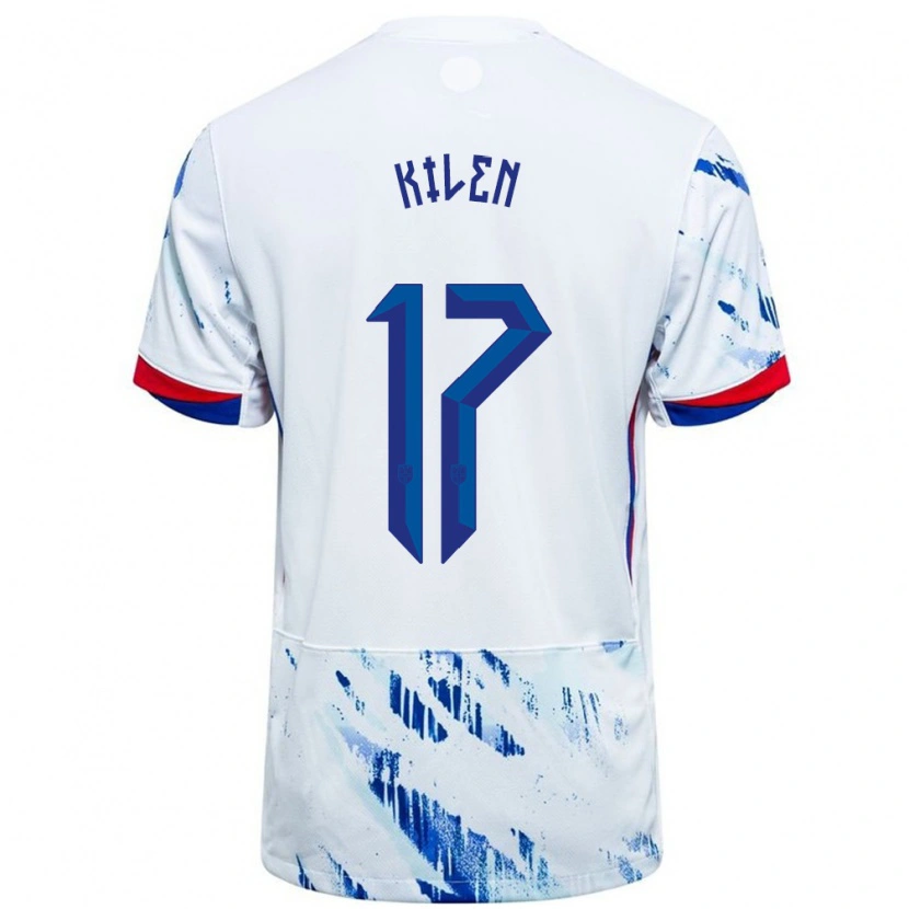 Danxen Kid Norway Sander Kilen #17 White Blue Away Jersey 24-26 T-Shirt