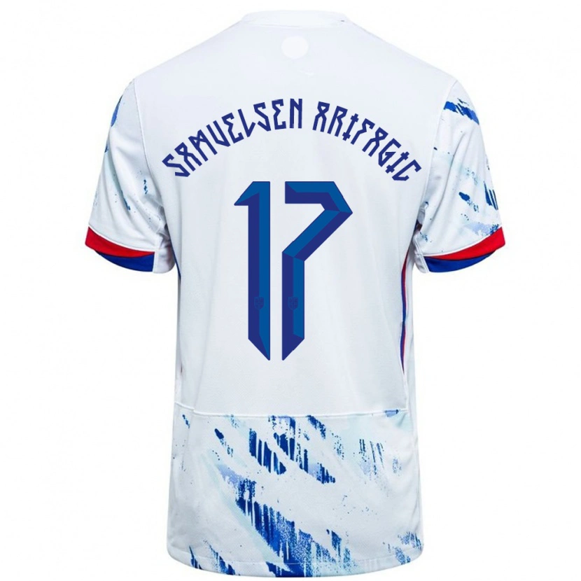 Danxen Kid Norway Elias Samuelsen Arifagic #17 White Blue Away Jersey 24-26 T-Shirt