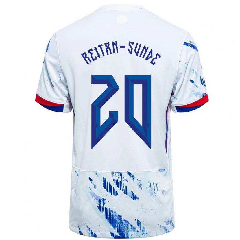 Danxen Kid Norway Jesper Reitan-Sunde #20 White Blue Away Jersey 24-26 T-Shirt