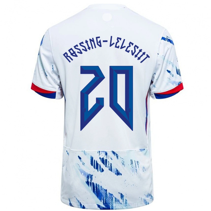 Danxen Kid Norway Alexander Røssing-Lelesiit #20 White Blue Away Jersey 24-26 T-Shirt