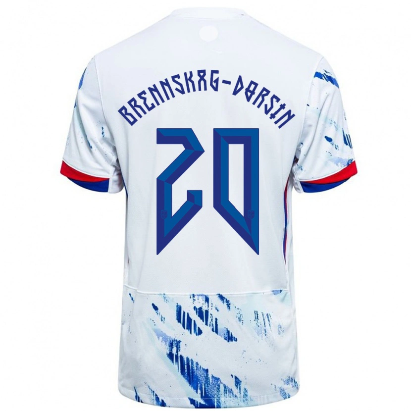 Danxen Kid Norway Leo Brennskag-Dorsin #20 White Blue Away Jersey 24-26 T-Shirt