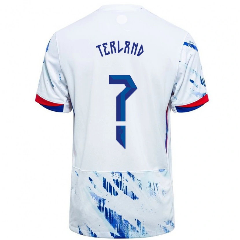 Danxen Kid Norway Elisabeth Terland #0 White Blue Away Jersey 24-26 T-Shirt