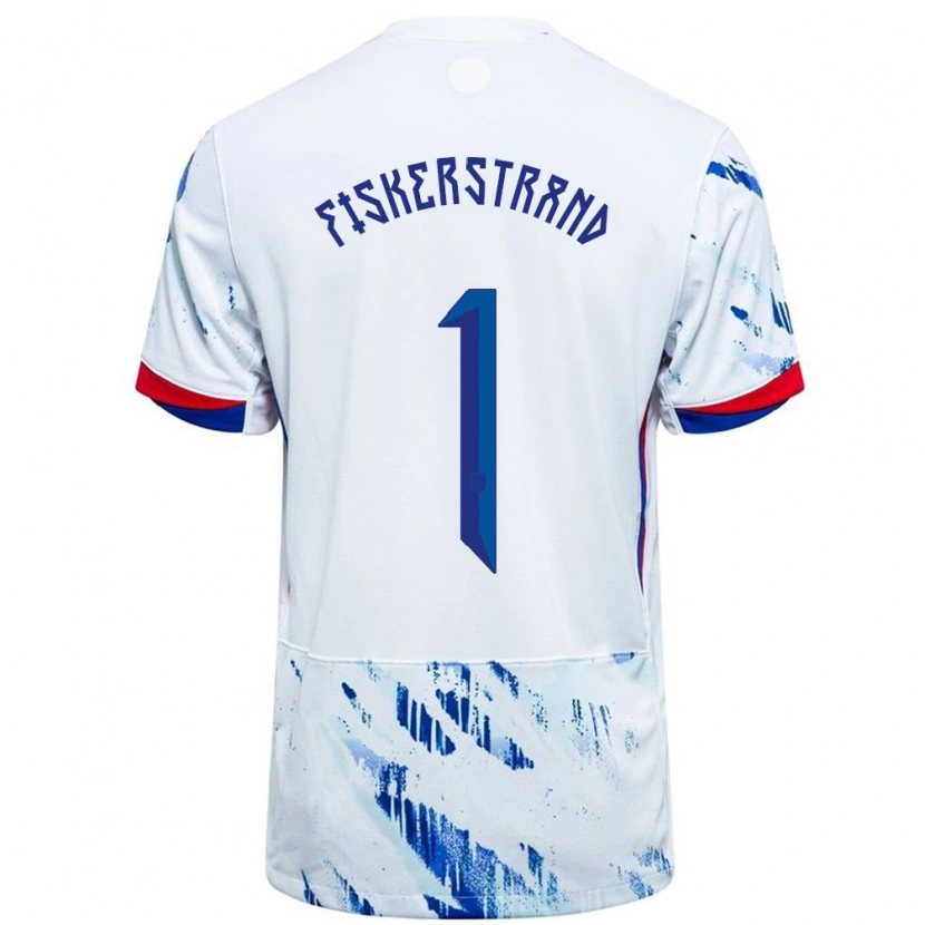 Danxen Kid Norway Cecilie Fiskerstrand #1 White Blue Away Jersey 24-26 T-Shirt