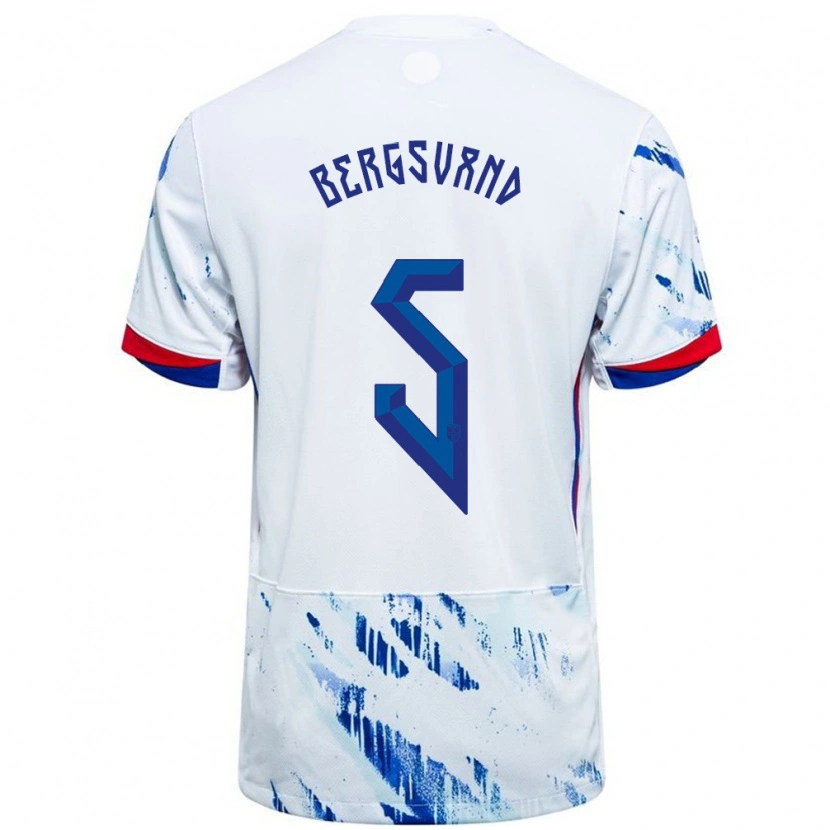 Danxen Kid Norway Guro Bergsvand #5 White Blue Away Jersey 24-26 T-Shirt