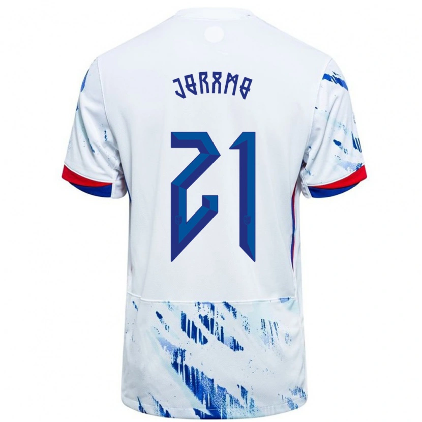 Danxen Kid Norway Emilie Joramo #21 White Blue Away Jersey 24-26 T-Shirt