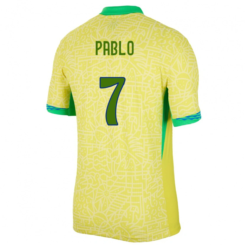 Danxen Men Brazil Ruan Pablo #7 Yellow Home Jersey 24-26 T-Shirt