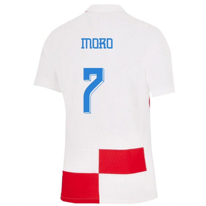 Danxen Men Croatia Nikola Moro #7 White Red Home Jersey 24-26 T-Shirt