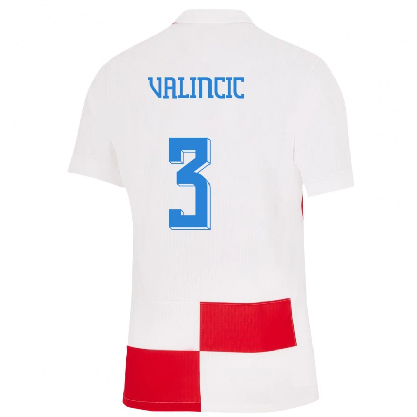 Danxen Men Croatia Moris Valincic #3 White Red Home Jersey 24-26 T-Shirt