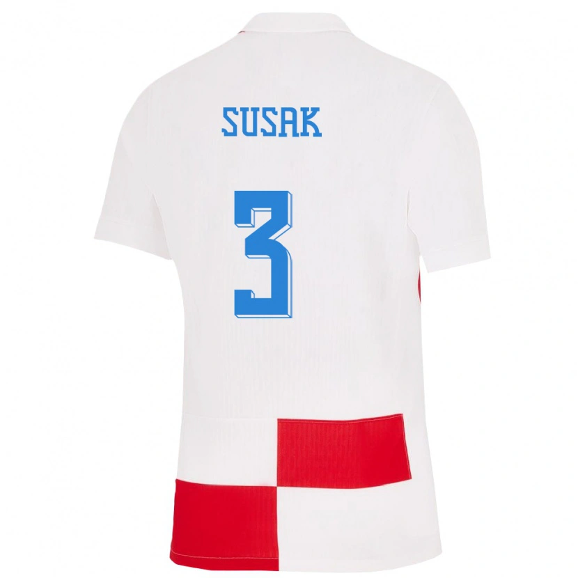 Danxen Men Croatia Ante Susak #3 White Red Home Jersey 24-26 T-Shirt