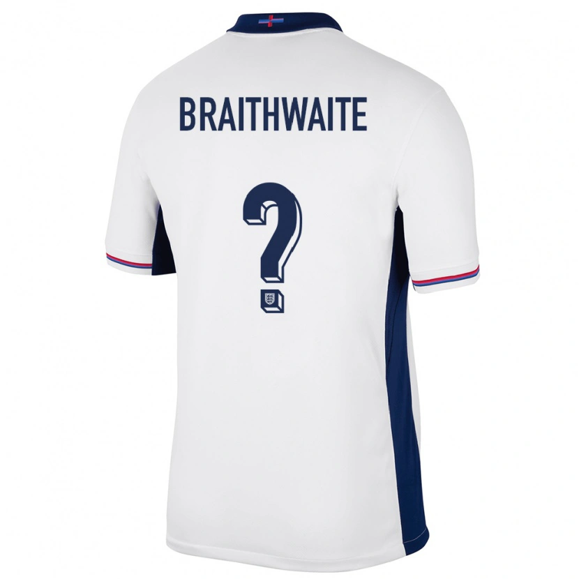 Danxen Men England Kaden Braithwaite #0 White Home Jersey 24-26 T-Shirt